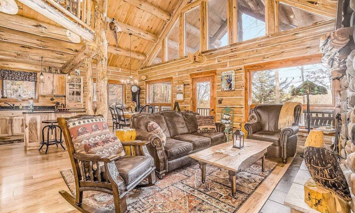 Thompsonville House | Delightful Riverfront Cabin with Wood-Burning Fireplace and Gas Grill & Hot Tub