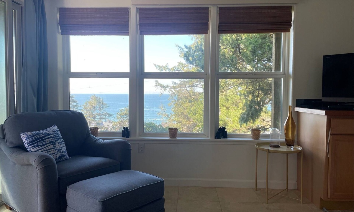 Oceanside Apartment | ocean view, backyard w/fire pit, 5 min walk to cafes/beach, dogs welcome