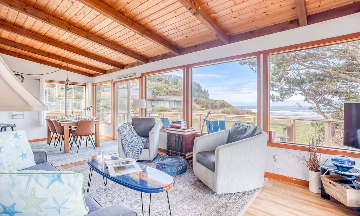 Cape Meares House | Oceanfront cottage with hot tub beach access fireplace and WiFi Dog friendly