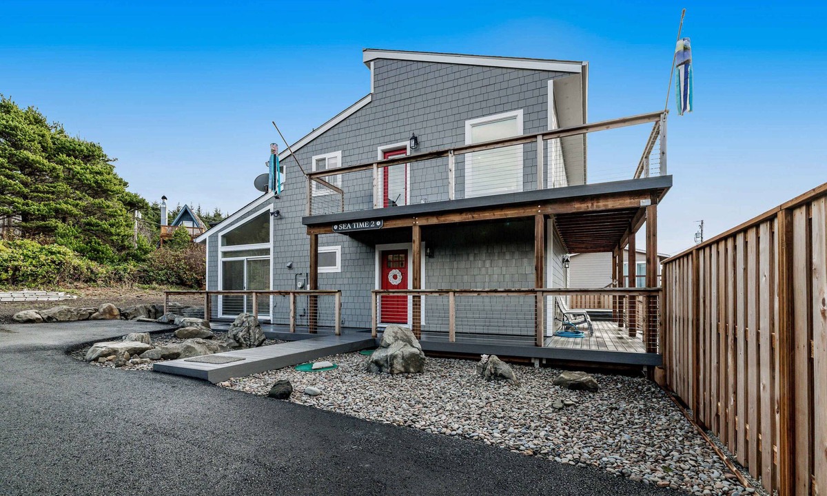 South Beach House | Oceanfront home with hot tub, private beach access & ocean views - dog-friendly