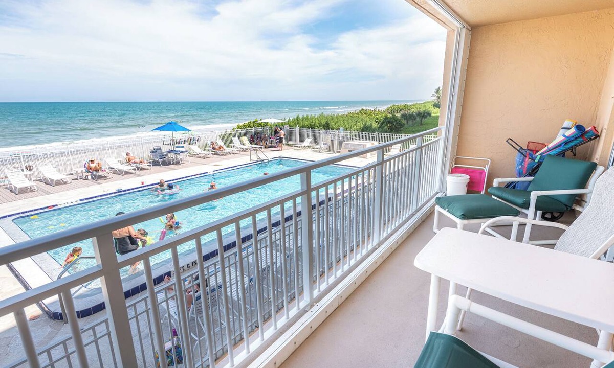 Indian Harbour Beach Condo | Oceanfront 2BR Condo 2nd Floor Balcony Unit 202