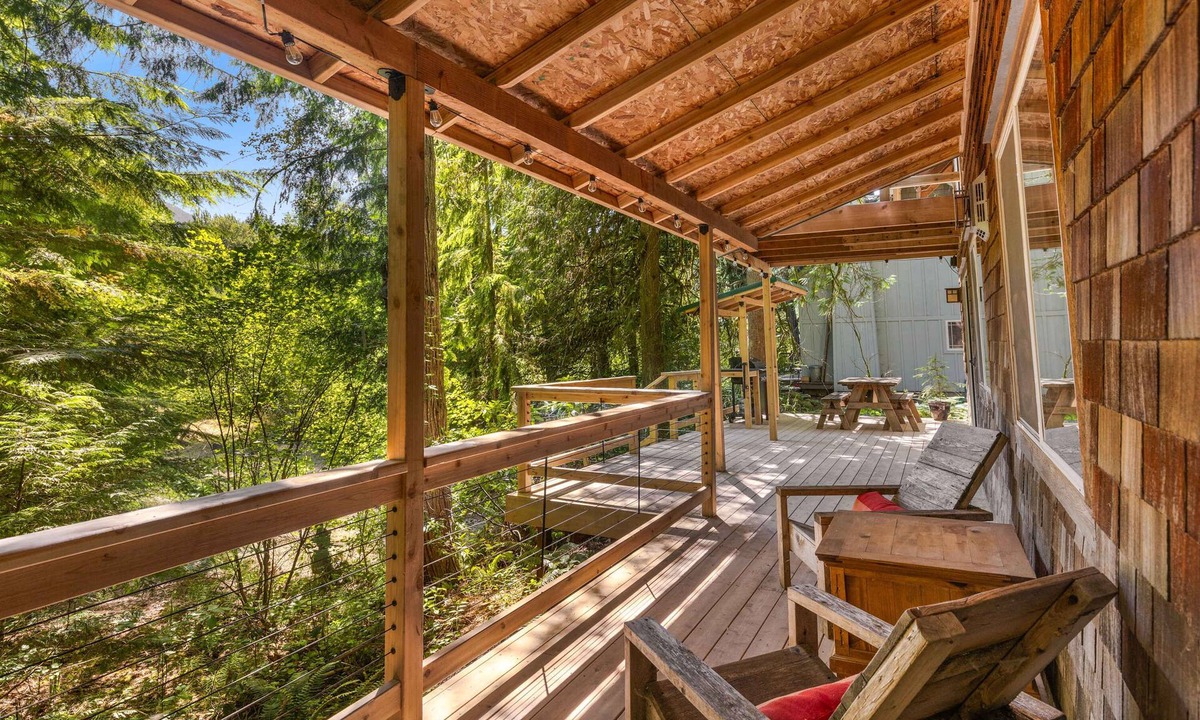 Mount Hood Village Cabin | Recently remodeled riverfront home with fireplace, firepit & W&D - dog-friendly