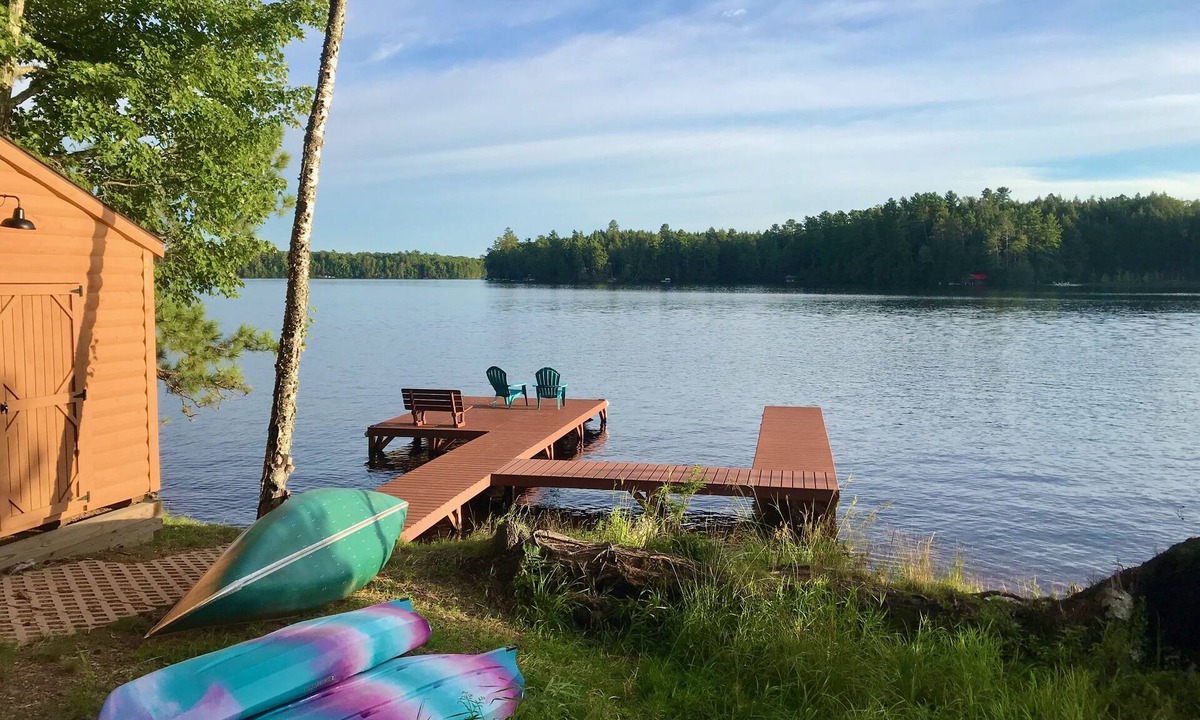 Three Lakes House | Three Lakes Chain! Lakefront Cabin with Private Dock/Gameroom/Firepit/Kayak/SUP