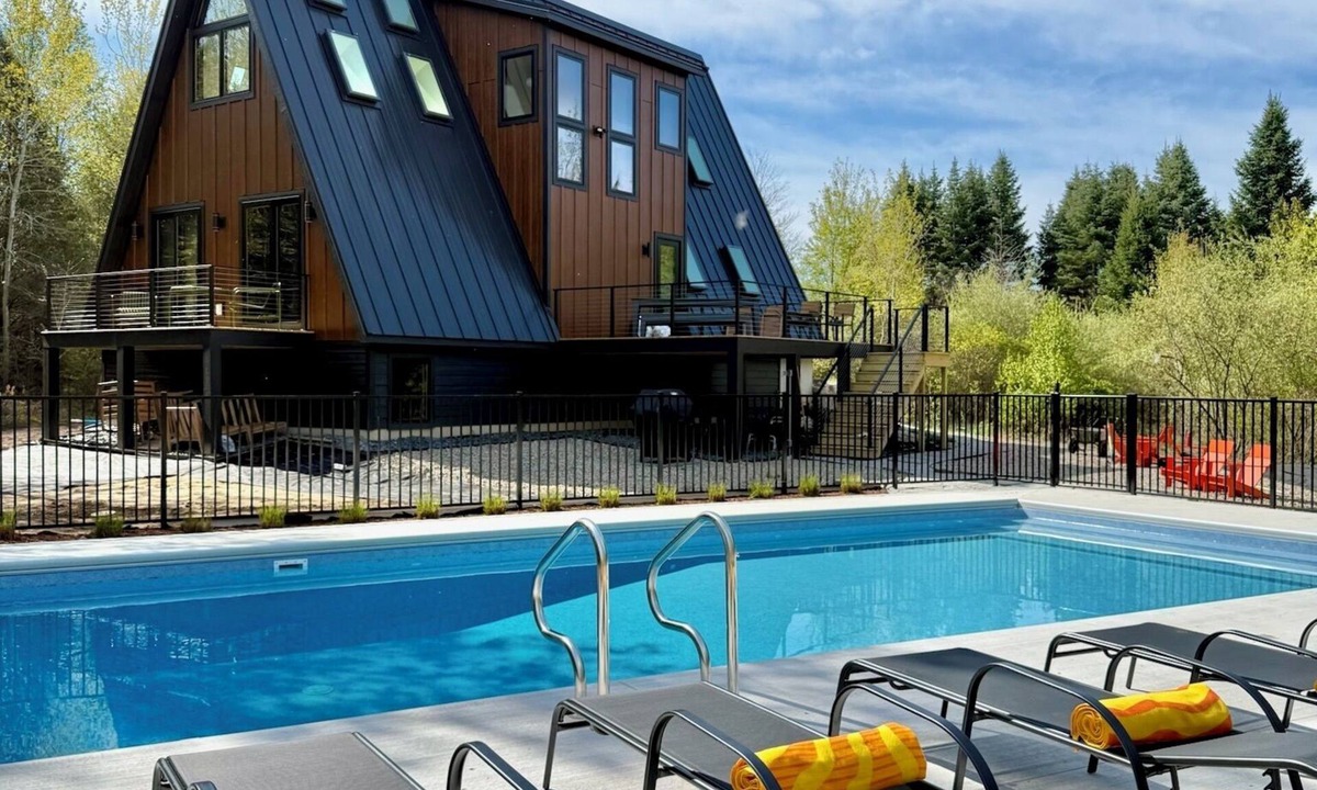 Fennville Cabin | Two Matching Luxury A-Frame Cabins with Two Private Pools. Sleeps 20, Wooded Lot