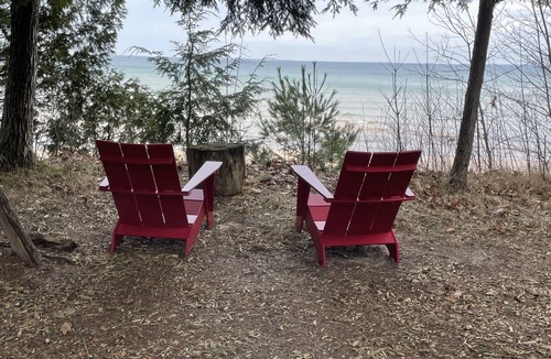 Cross Village House | Beach House on 400 ft of private Lake Michigan beach & no stairs.