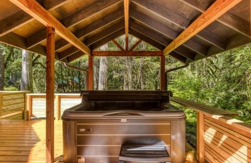 Welches House | Classic riverfront home with great views game room hot tub & modern cabin feel