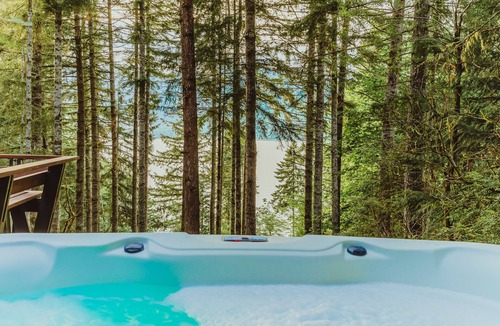 Seabeck Cabin | Cozy A-Frame Cabin, Private Hot tub and Hood Canal view. Pet-Friendly!