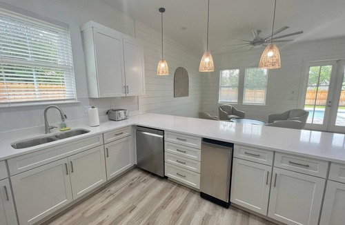 Villages of Crystal Beach House | Crystal Beach House for 24 with heated pool, grill, 2 blocks from the beach