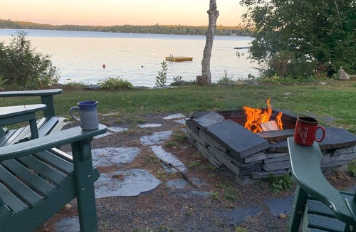 Embden Cabin | Embden Pond Waterfront Cottage- Fire Pit & Fall Views, 3 BR Sleeps 6