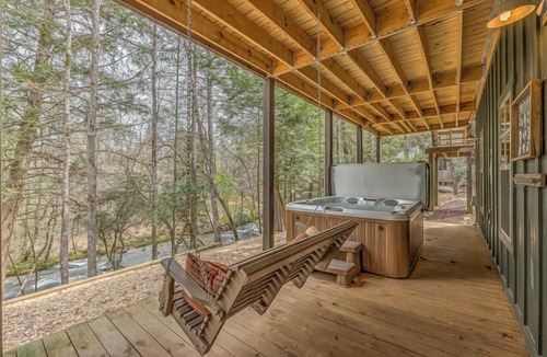Cashes Valley Cabin | Escape to Water Dance - Riverfront Fire Pit | Hot Tub | Foosball