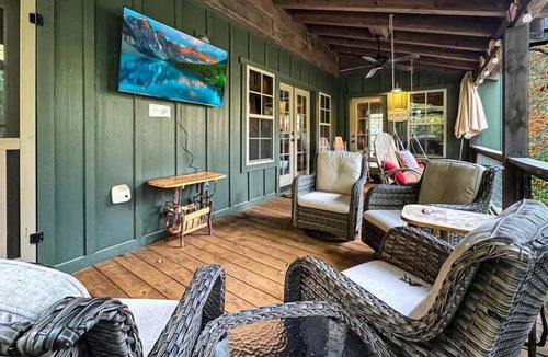 Cashes Valley Cabin | Escape to Water Dance - Riverfront Fire Pit | Hot Tub | Foosball