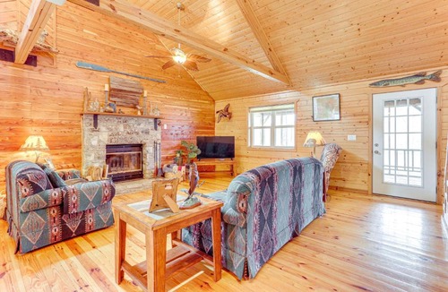 Boswell House | Fire Pit, Screened Deck: Riverfront Ozarks Cabin!