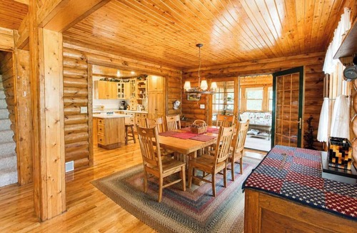 Three Lakes House | Luxury Log Home W Sandy Frontage, Private Dock, Year-Round trails