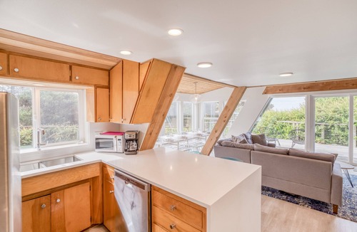 South Beach House | Private, Gorgeous Retro Style A-Frame is Steps from the Beach Near Newport!