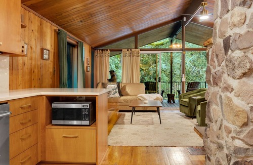 Welches Cabin | Riverview, Fireplace, Hot Tub, BBQ, Dogs OK