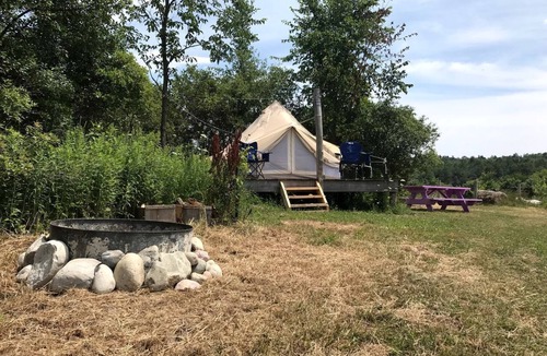 Westport RV Rental | Rustic Bell Tent on Working Farm in New York with Views of the Adirondacks