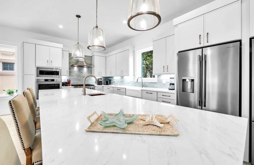 Avalon Beach Estates House | Sundancer | WOW! | New Luxury Avalon 6 Bedroom with Bunk Room and 9 bathrooms! | 100 yards to Private Beach! | Great Gulf Views! | 1 PM Check in! | Beach Chairs and Golf Cart Included! | Game Room |