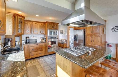 Newaygo House | Waterfront Michigan Home w/ Dock & Game Room!
