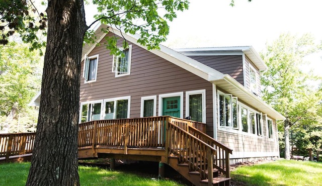 Beautiful Lakeside Cabin with a Stone Fireplace near Cornucopia, Wisconsin