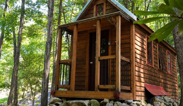 Cozy Creekside Forest Cabin Escape