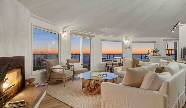 Epic Oceanfront Perch w/Three Arch Rocks Views, Luxe Design & Decor Inside and Out, Fireplace, BBQ