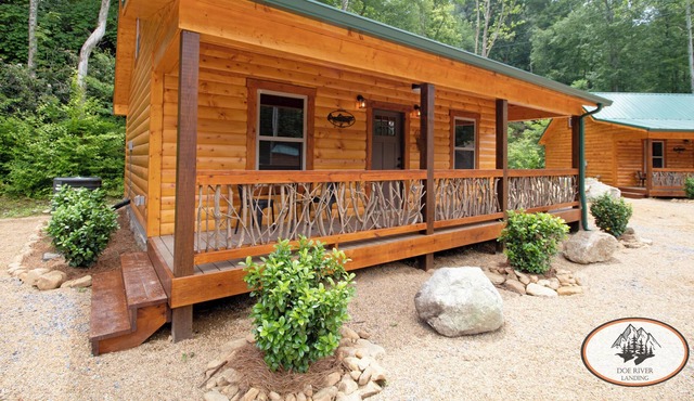 Experience rustic mountain river vibes at our beautiful modern cabin on Doe River (GREAT FISHING!)