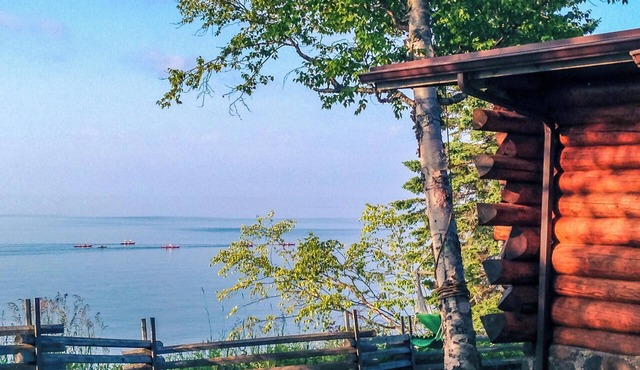 Lake Superior Log Cabin on Bike Path