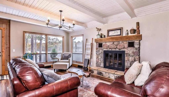 Lakefront home with private dock, deck, fireplace, firepit, canoe & paddleboat