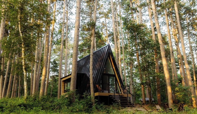Modern A Frame Cabin on Private Nature Lake