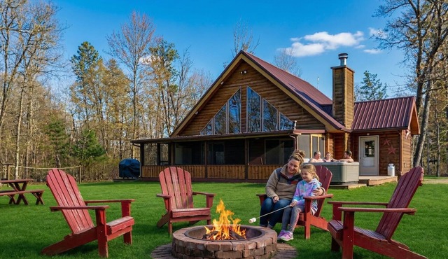 Northwoods Getaway- Private swimming pond, hot tub, & 70 acres of woods