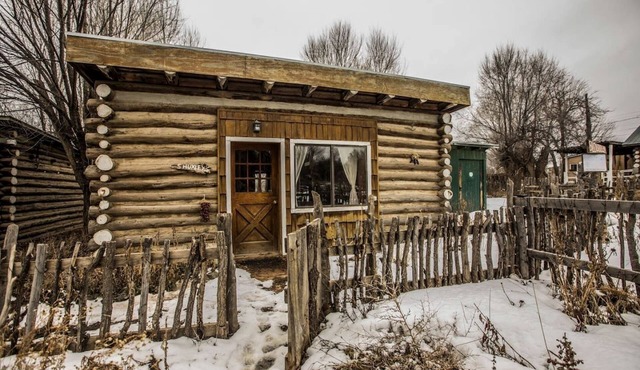 Rustic Log Cabin on Eco-Friendly Farm near Taos, New Mexico in San Cristobal