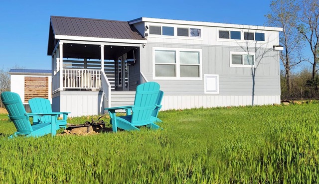 Tiny Grey with Loft: Twin Lakes Tiny Homes of Okmulgee